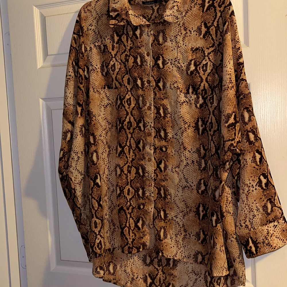 Boohoo Animal Print Blouse